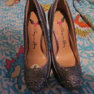 Penny Loves Kenny Women High Heel Shoes Stiletto Pump Silver Studs Spikes Size 6